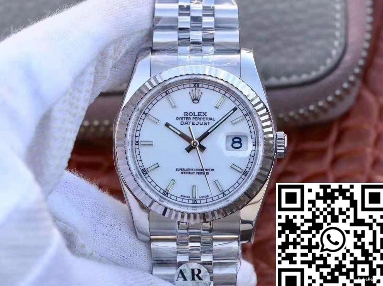 36mm AR Rolex White Dial Factory 116234 Datejust Enamel 1203